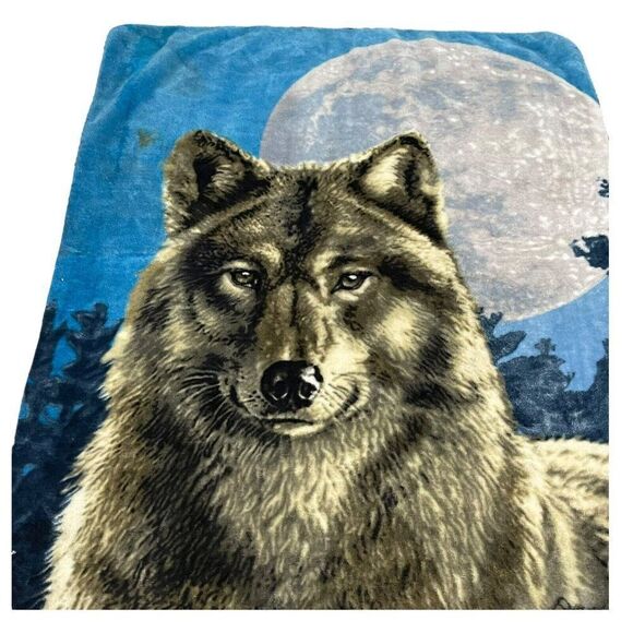 James Meger Wolf Fleece Throw Blanket Northwest Company Southwest Style READ - Picture 2 of 7